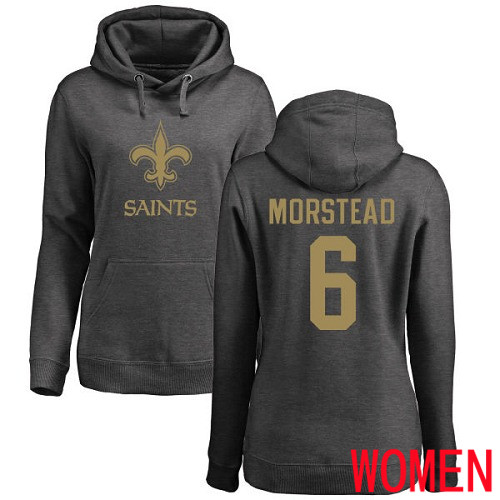 New Orleans Saints Ash Women Thomas Morstead One Color NFL Football 6 Pullover Hoodie Sweatshirts